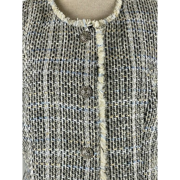 KARL LAGERFELD Size 10 Tweed Pattern LONG Peacoat Jacket Blazer - Picture 11 of 16